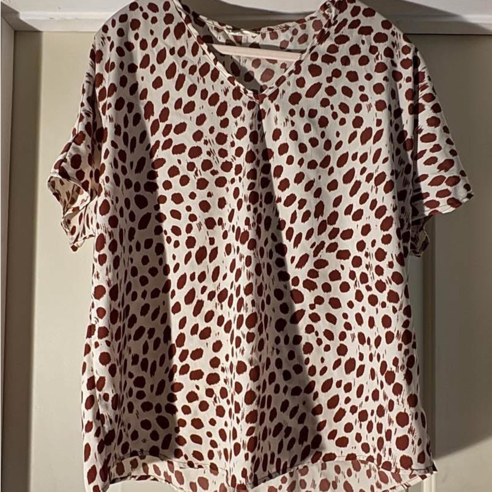 Spotted Cream and Brown Women's Top
